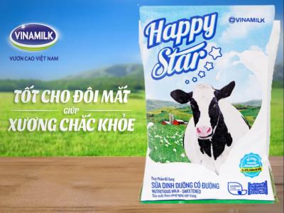 Sữa dinh dưỡng có đường Vinamilk Happy Star bịch 220ml