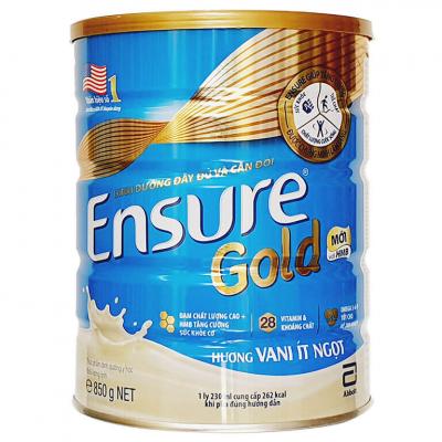 Sữa Ensure Gold Ít Ngọt Vani 850g Abbott Hoa Kỳ