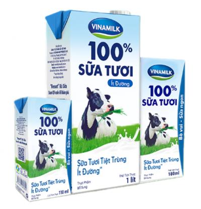 Sữa Sữa Tươi Tiệt Trùng Vinamilk Ít Đường Hộp 1 Lít