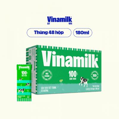 Sữa tươi tiệt trùng Vinamilk 100% có đường - Thùng 48 hộp 180ml