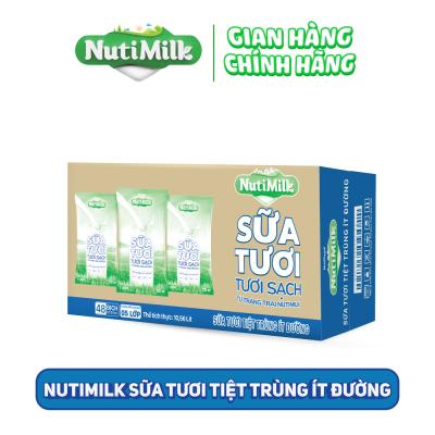 Thùng 48 Bịch Nutimilk Sữa Tươi Tiệt Trùng Ít Đường 220ml