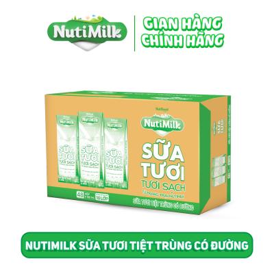 Thùng 48 Hộp NutiMilk Sữa Tươi Tiệt Trùng Có Đường 180ml