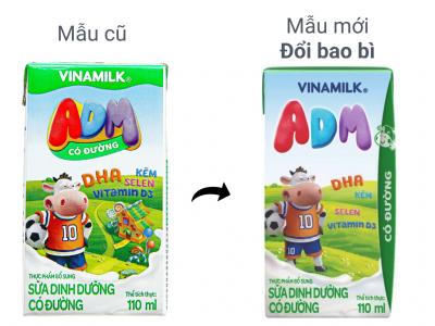 Lốc 4 hộp sữa dinh dưỡng có đường Vinamilk ADM 110ml