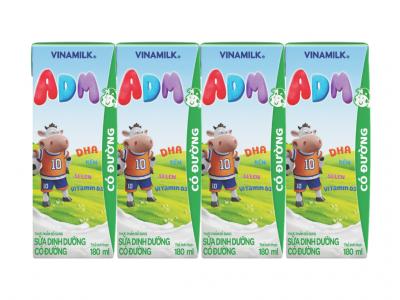 Lốc 4 hộp sữa dinh dưỡng có đường Vinamilk ADM 180ml