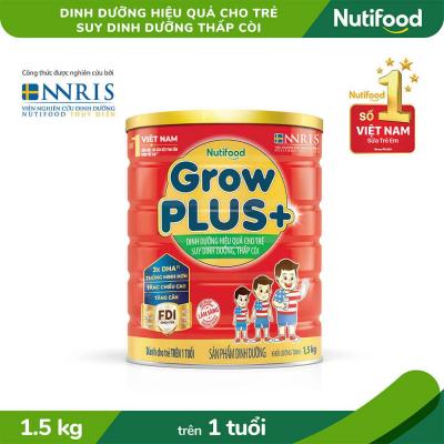Sữa Bột Nutifood GrowPLUS+ Suy Dinh Dưỡng Trên 1 Tuổi Lon 1.5kg- Đặc Trị Suy Dinh Dưỡng