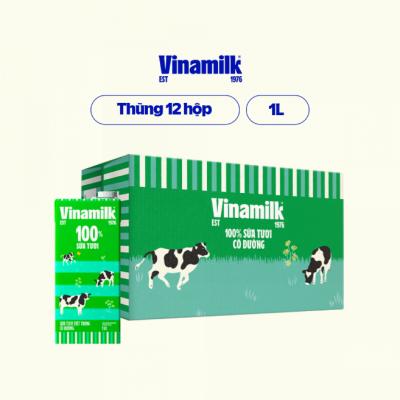 Sữa tươi tiệt trùng Vinamilk 100% có đường - Thùng 12 hộp 1L