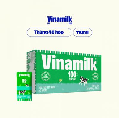 Sữa tươi tiệt trùng Vinamilk 100% có đường - Thùng 48 hộp 110ml