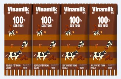 Sữa tươi tiệt trùng Vinamilk 100% Sôcôla - Lốc 4 hộp 180ml