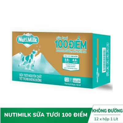 Thùng 12 Hộp NutiMilk Sữa Tươi 100 Điểm Nguyên Chất 1L