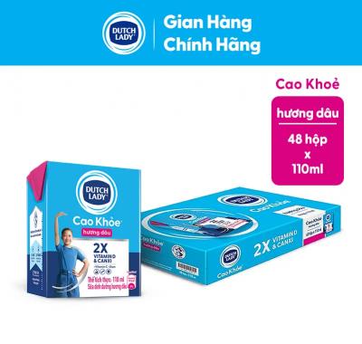 Thùng 48 hộp sữa tiệt trùng hương dâu Dutch Lady 110ml